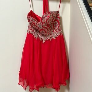 Red & Gold Prom Dress